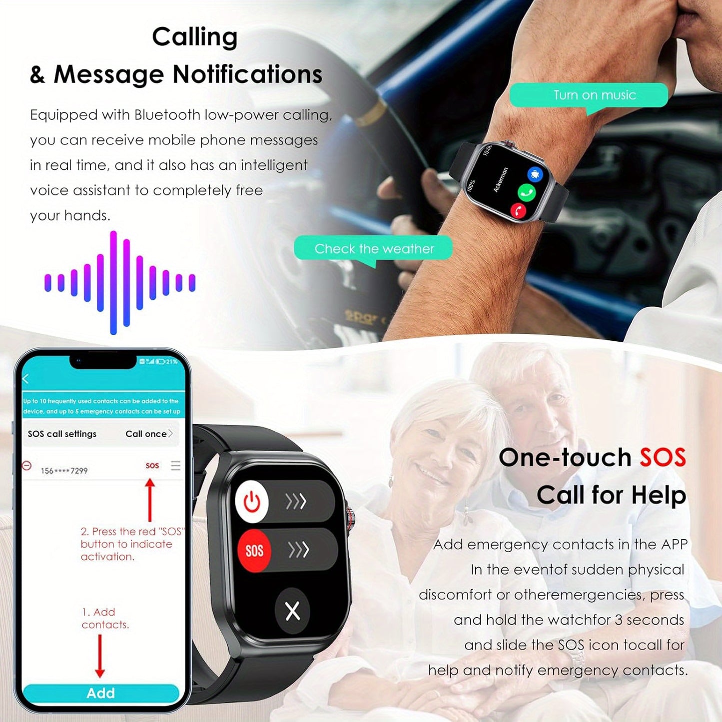 Smartwatch 2.04" AMOLED Display with 530mAh Battery & Wireless Calls