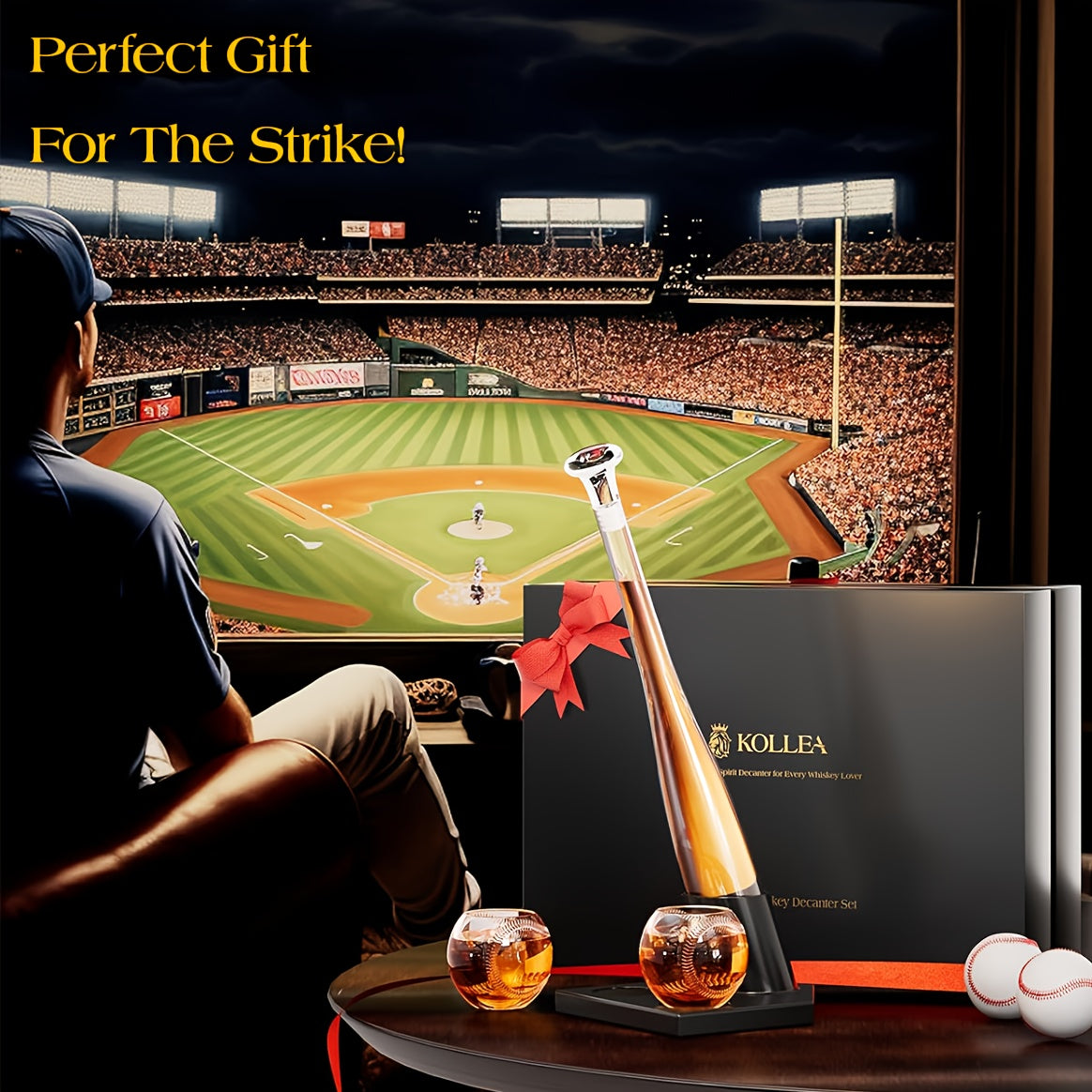 20 oz. Baseball Bat Decanter Set with 2 Glasses