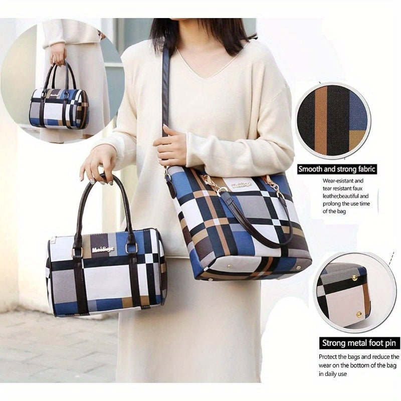 6-Piece Women's Handbag Set - Leather Tote Shoulder Crossbody Bags with Wallet
