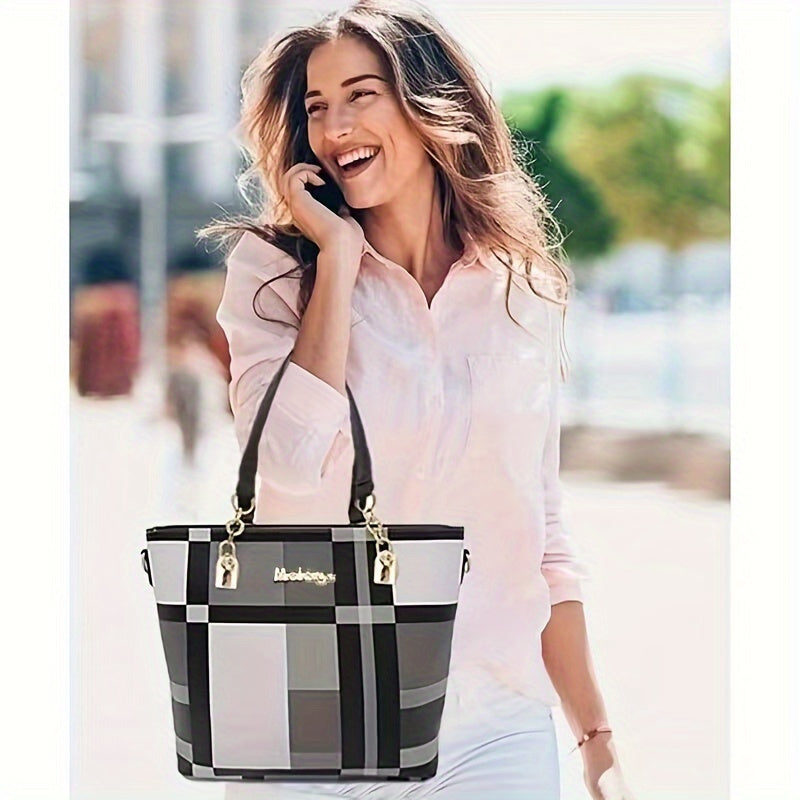 6-Piece Women's Handbag Set - Leather Tote Shoulder Crossbody Bags with Wallet