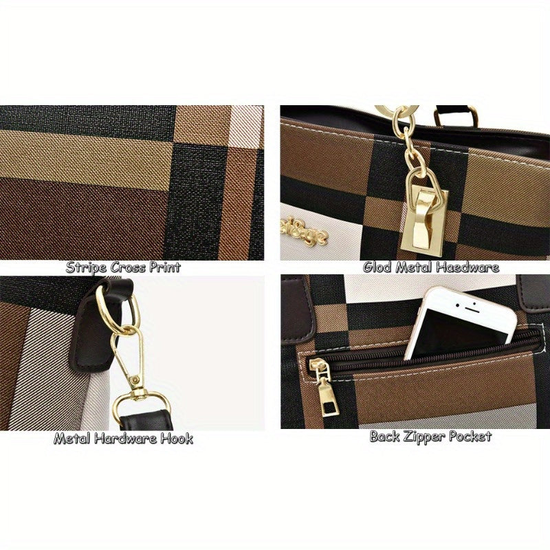6-Piece Women's Handbag Set - Leather Tote Shoulder Crossbody Bags with Wallet