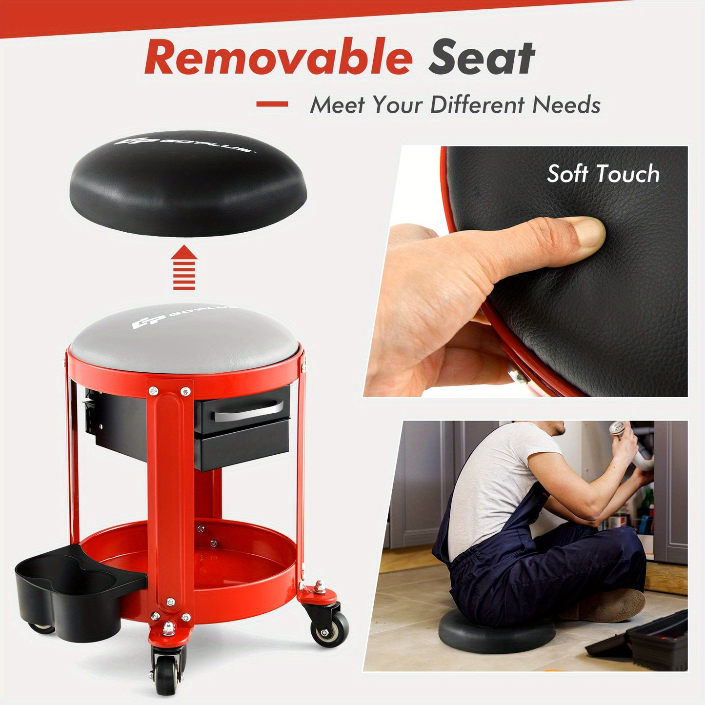 Creeper Stool W/2 Drawers 330 LBS Weight Capacity