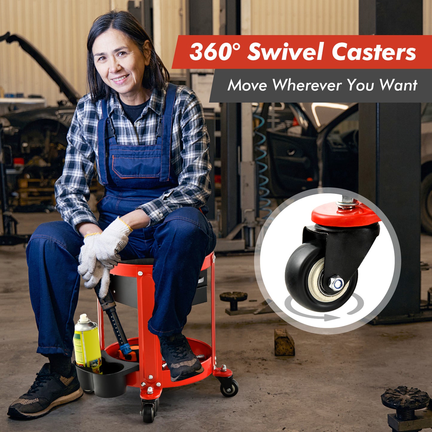Creeper Stool W/2 Drawers 330 LBS Weight Capacity
