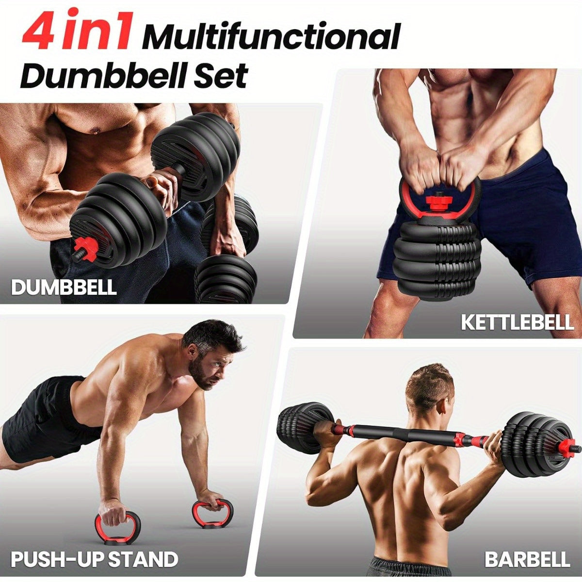 Adjustable Dumbbell Set 70-90lbs - 4-in-1 Home Gym Weight Set