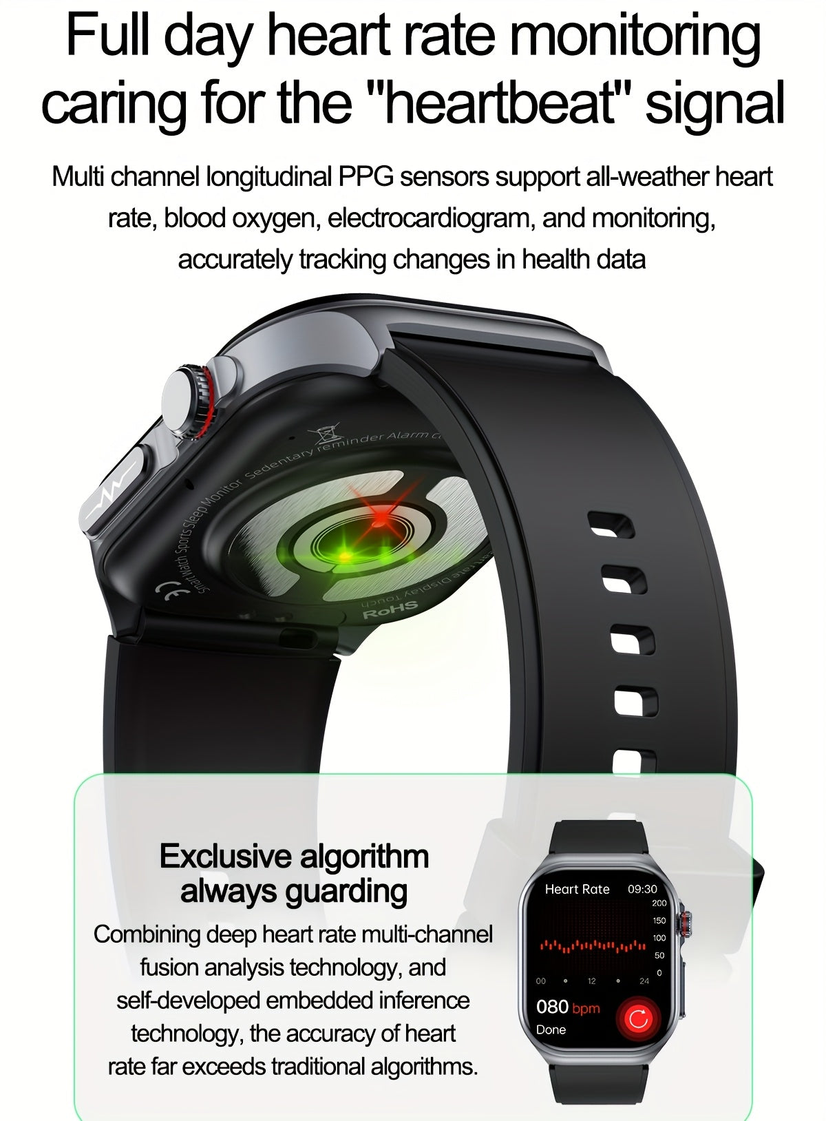 Smartwatch 2.04" AMOLED Display with 530mAh Battery & Wireless Calls