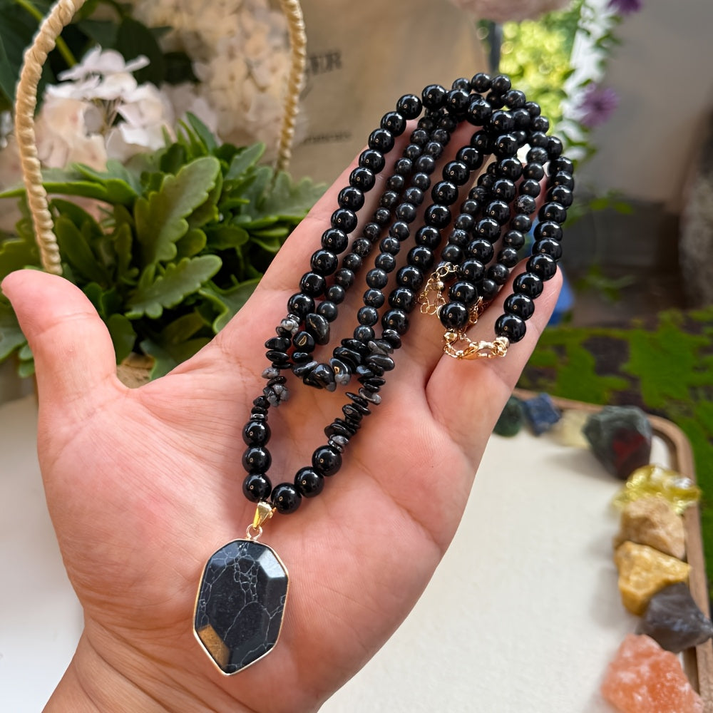 Guardian Necklace Set - Obsidian & Black Onyx Protection Jewelry
