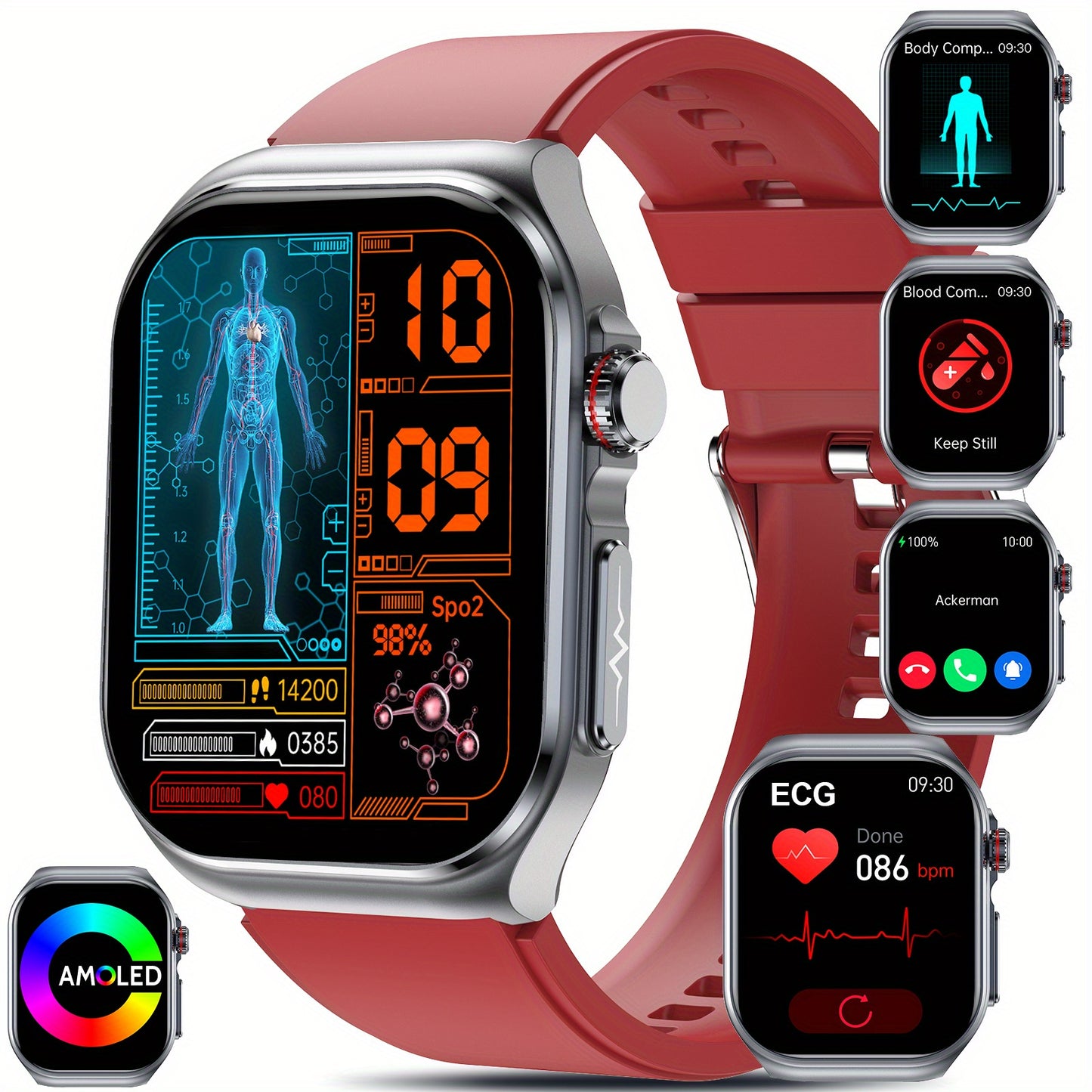 Smartwatch 2.04" AMOLED Display with 530mAh Battery & Wireless Calls