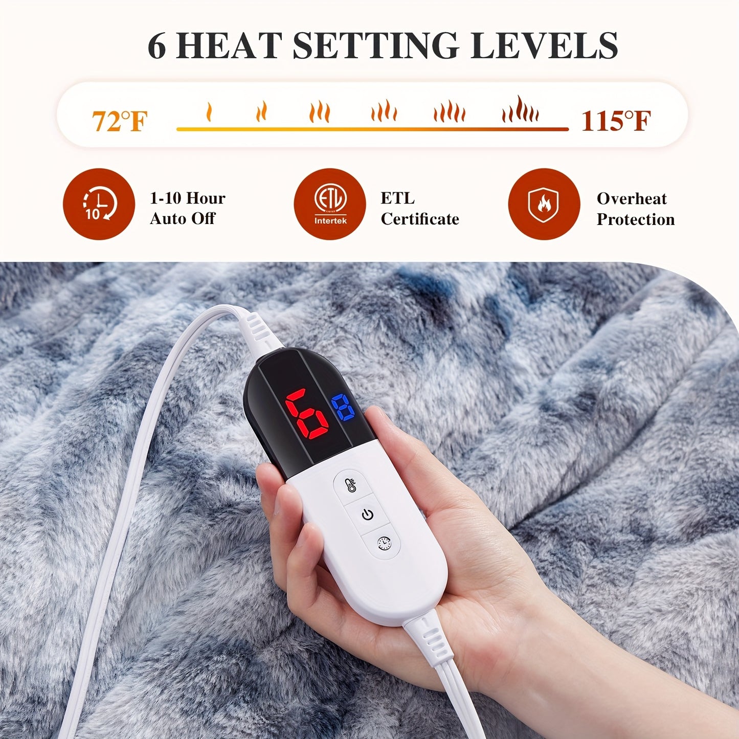 Luxury Heated Electric Blanket - 10 Heat Levels