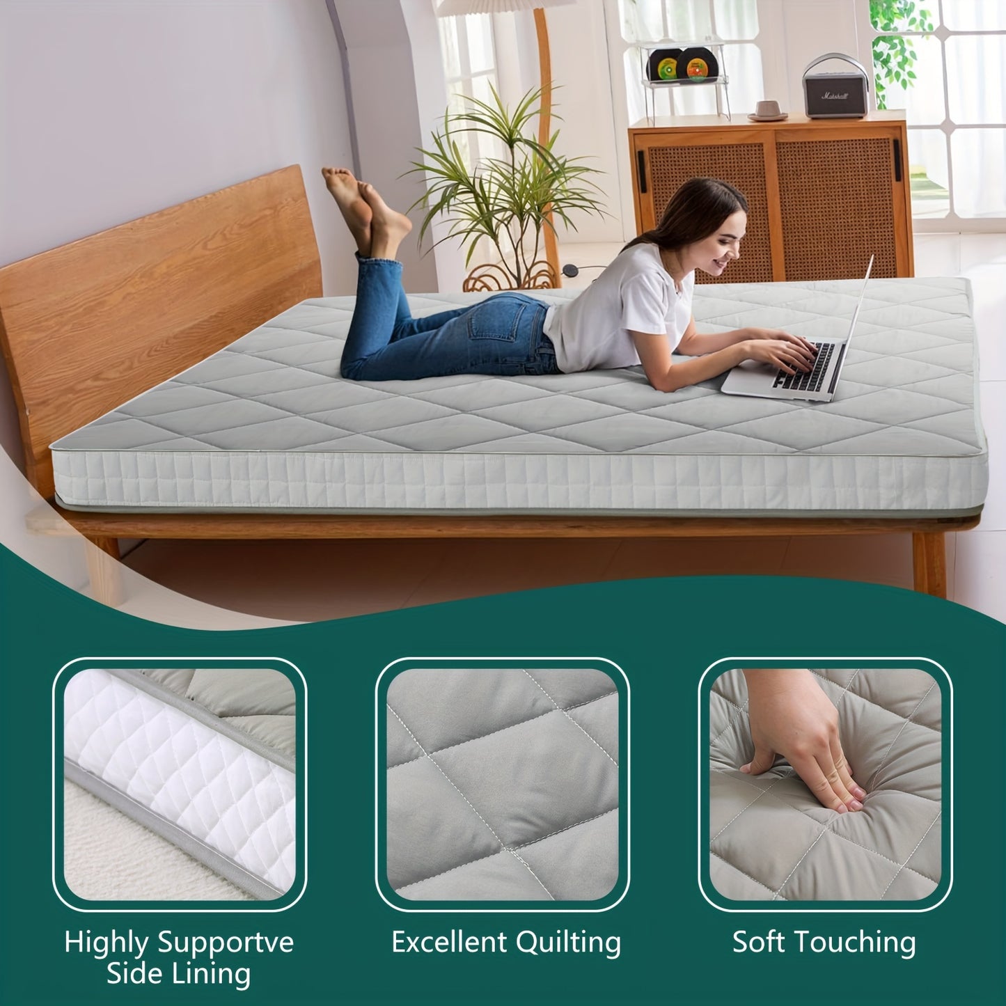 4 Inch Portable Floor Mattress - Roll Up Guest & Camping Mattress