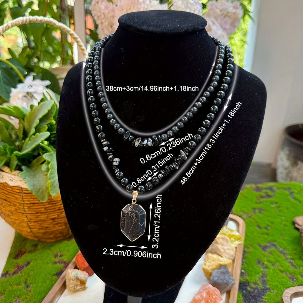 Guardian Necklace Set - Obsidian & Black Onyx Protection Jewelry