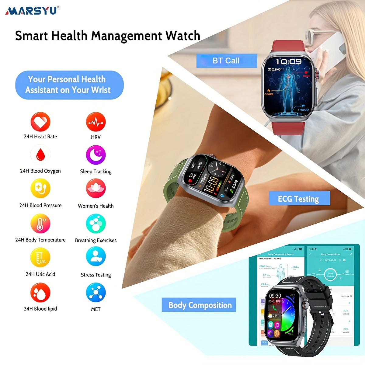 Smartwatch 2.04" AMOLED Display with 530mAh Battery & Wireless Calls