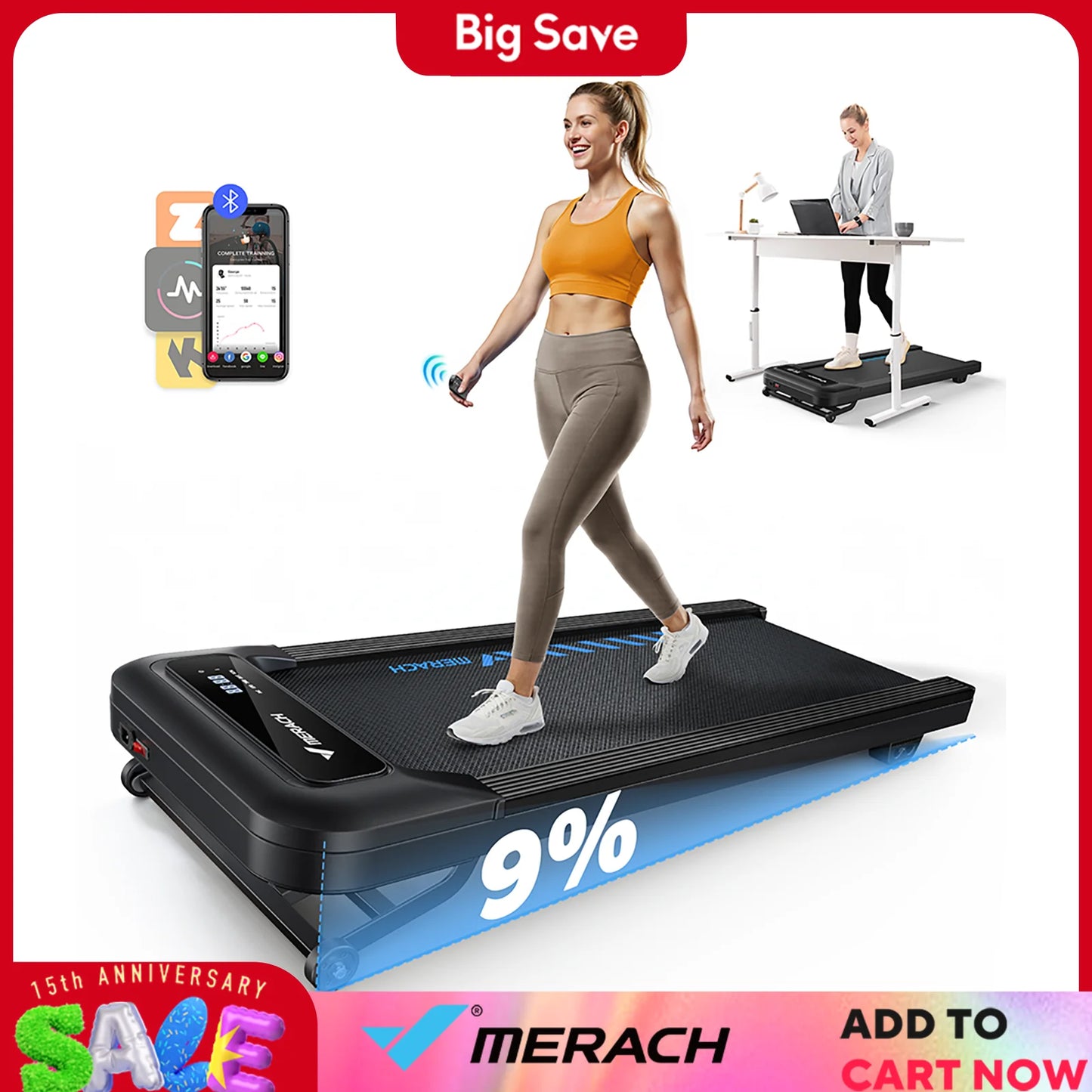 Walking Pad Quiet Under Desk Treadmill Home Gym