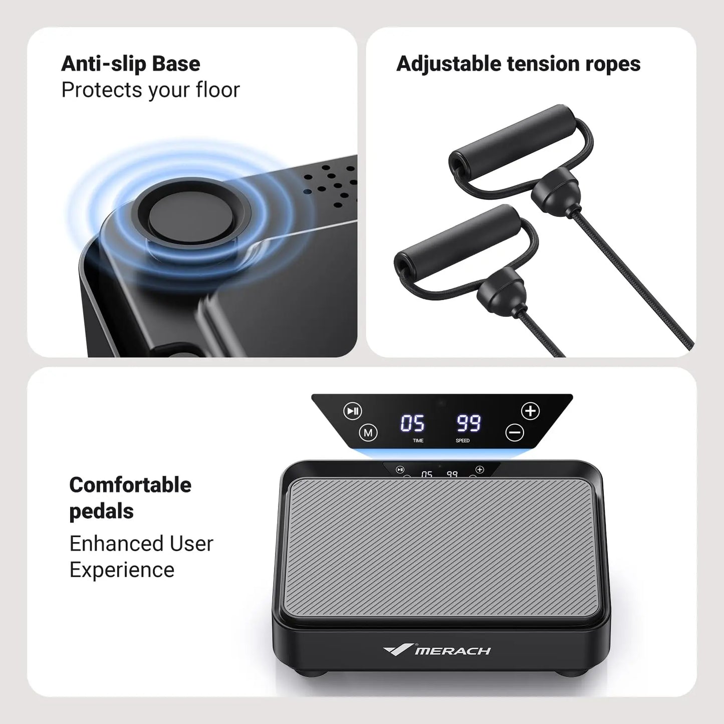 Fitness equipment with features highlighted on a white background