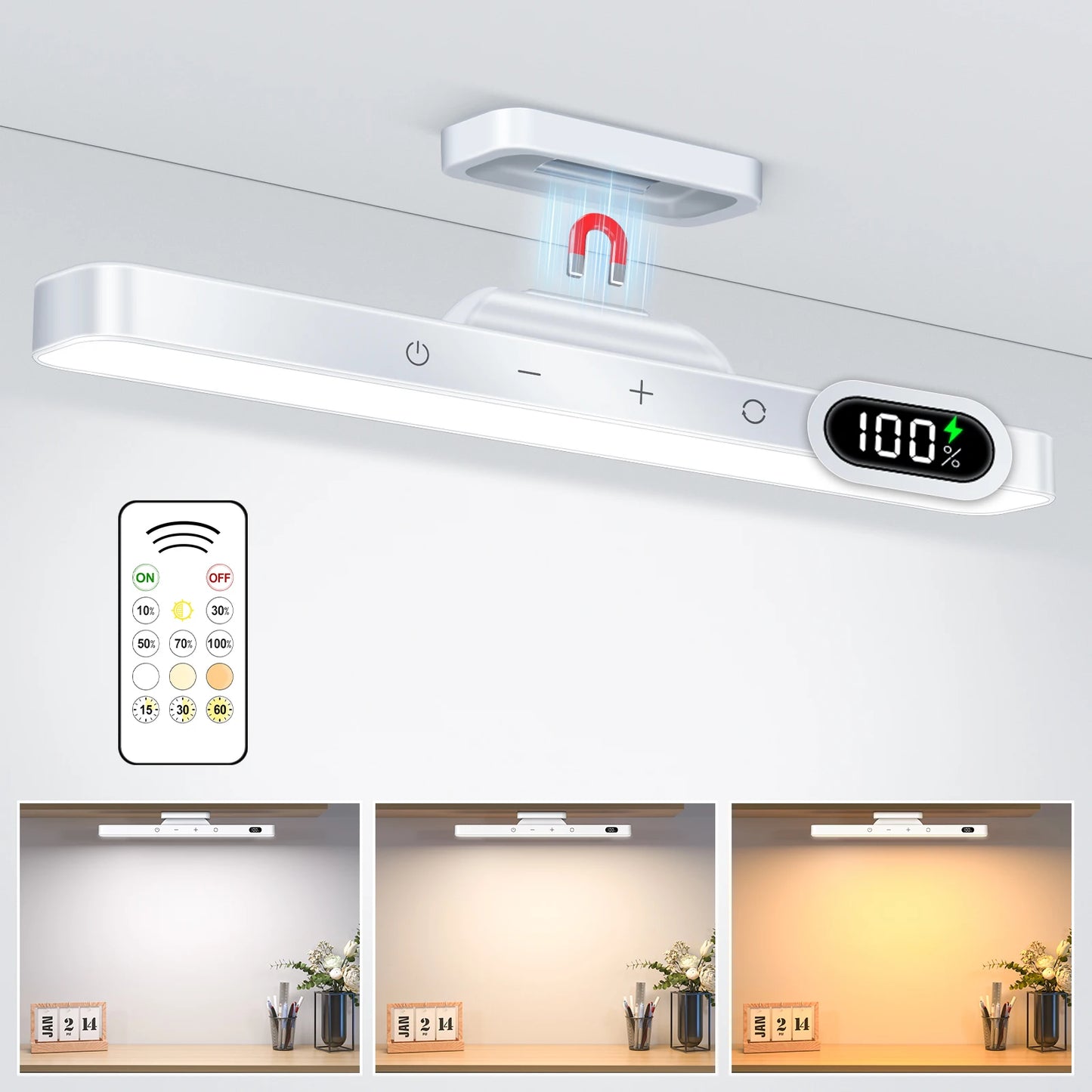 Dimmable Night Light, 3 Colors, Adjustable ,Rechargeable
