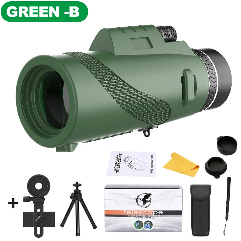 Portable HD Telescope 80x100 Zoom Compact Folding Telescope