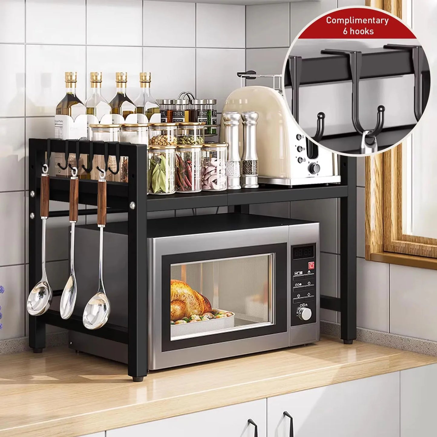 Expandable Microwave Shelf Organizer - Rust-Proof