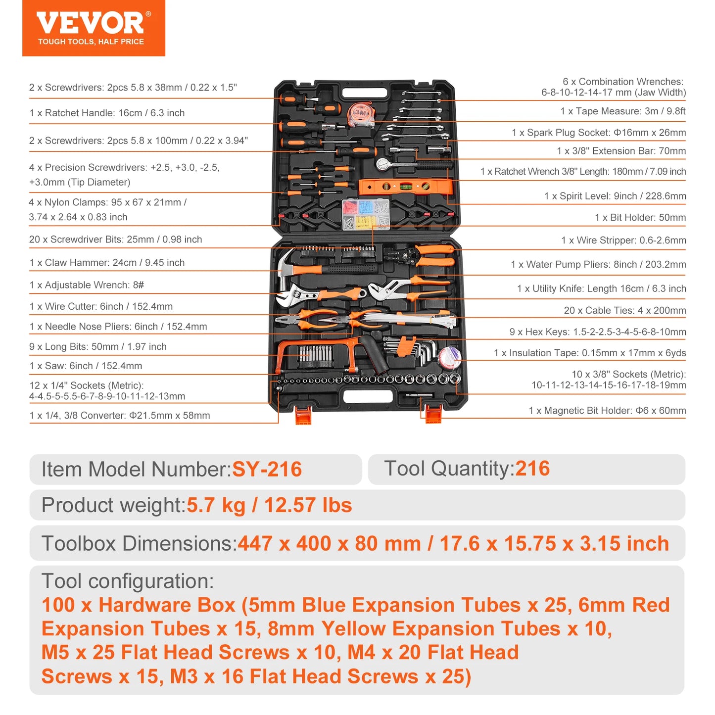 Tool Kit with Portable Tool Storage Case Home Maintenance DIY Projects and Automotive Repair