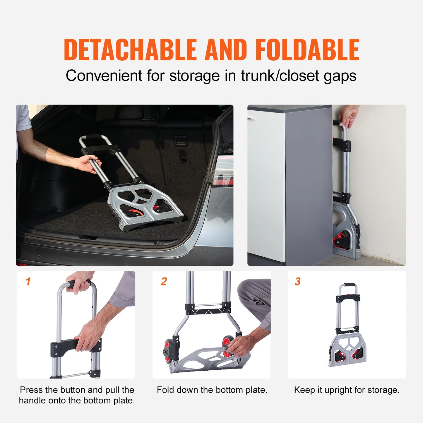 Folding Hand Truck Dolly Aluminum Stair Climbing Cart with Telescoping Handle Luggage