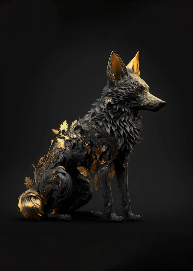 Black Gold animal Canvas Wall Art