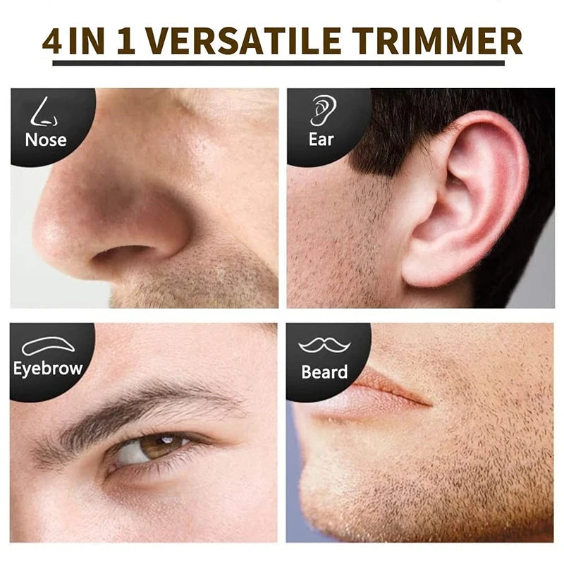 4-in-1 Rechargeable Men's Grooming Trimmer Nose, Ear, Eyebrow & Beard Hair Removal