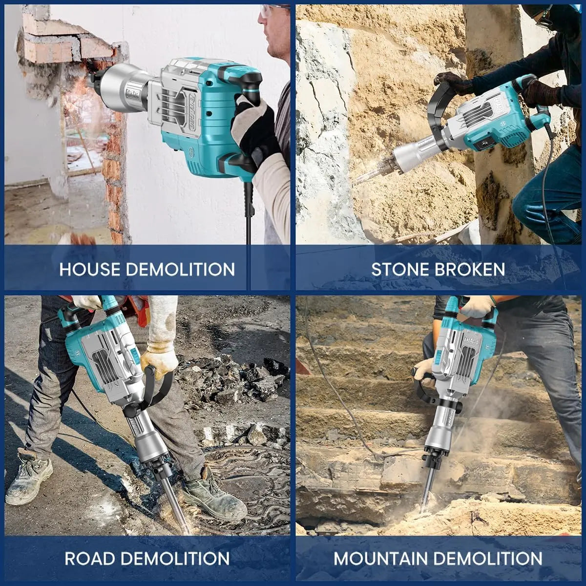 Heavy Duty Demolition Jack Hammer – 14.5 Amp, 65 Joules, SDS‑Hex