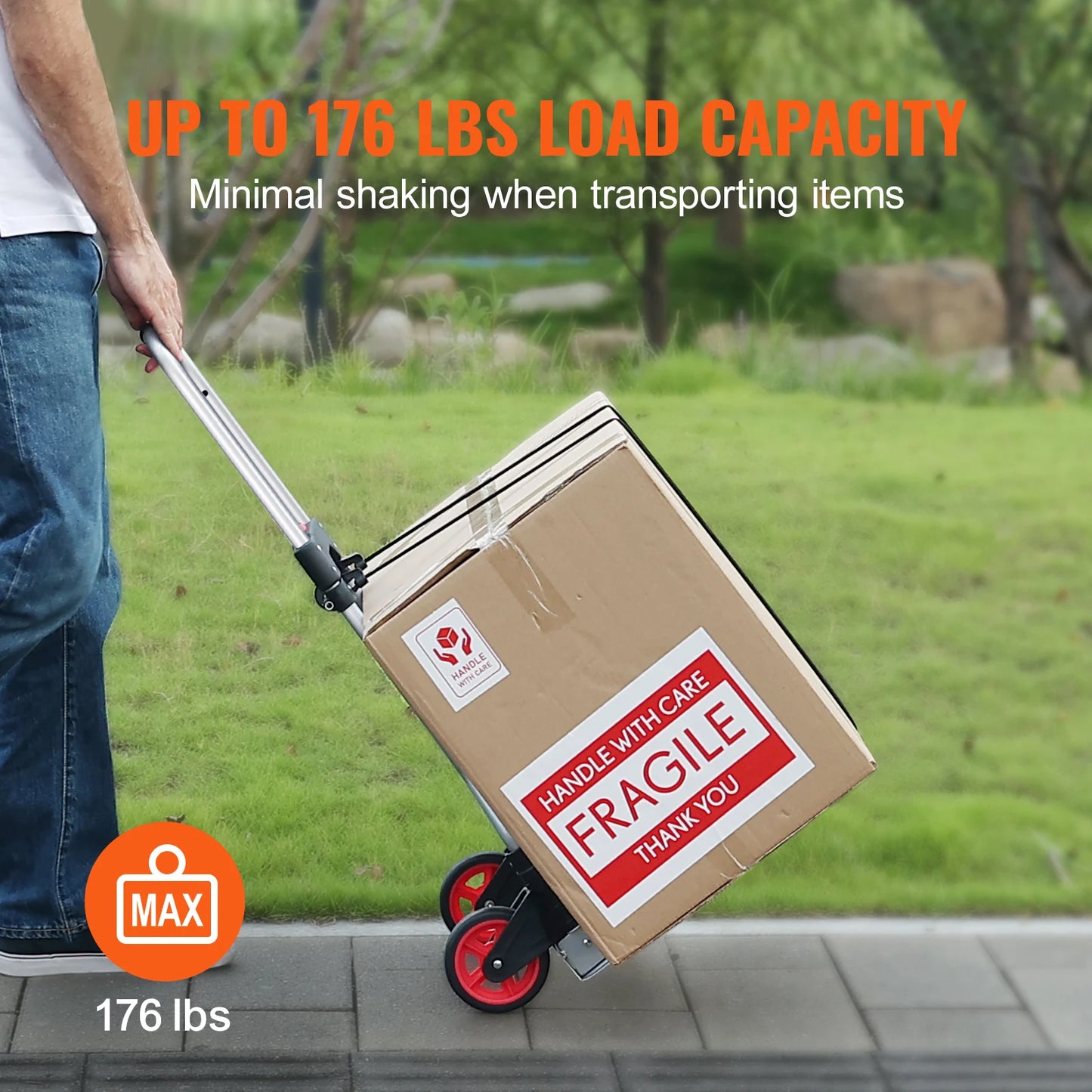 Folding Hand Truck Dolly Aluminum Stair Climbing Cart with Telescoping Handle Luggage
