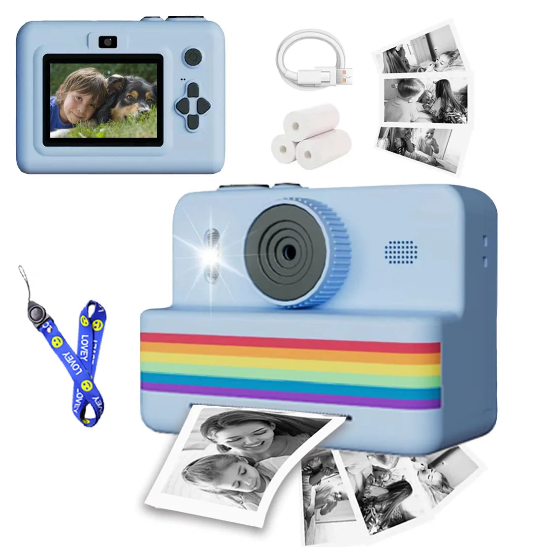 Kids Digital Camera with Instant Printer - 2.8" HD Screen Portable Photo Camera for Children