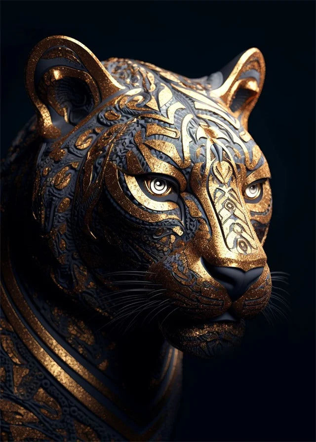 Black Gold animal Canvas Wall Art