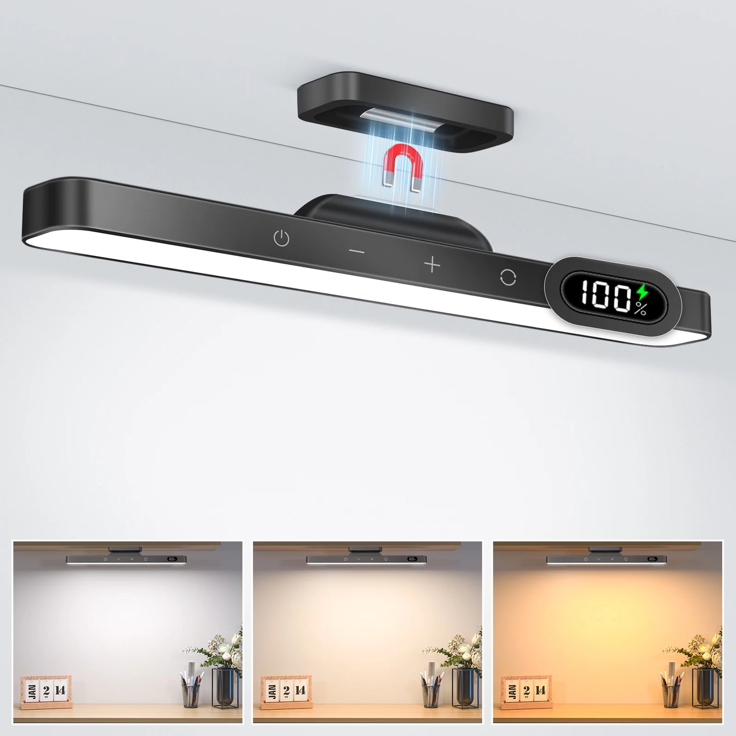 Dimmable Night Light, 3 Colors, Adjustable ,Rechargeable