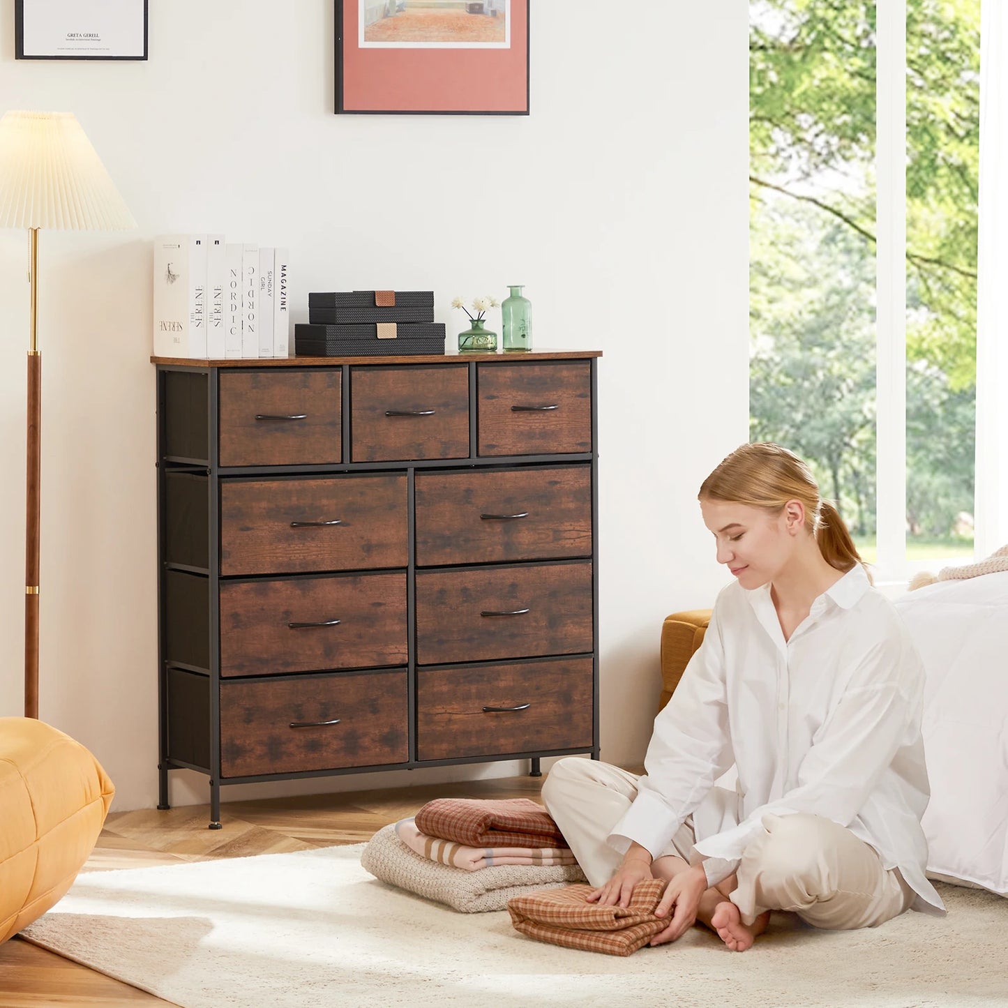 Dresser With 9 Fabric Storage Drawers