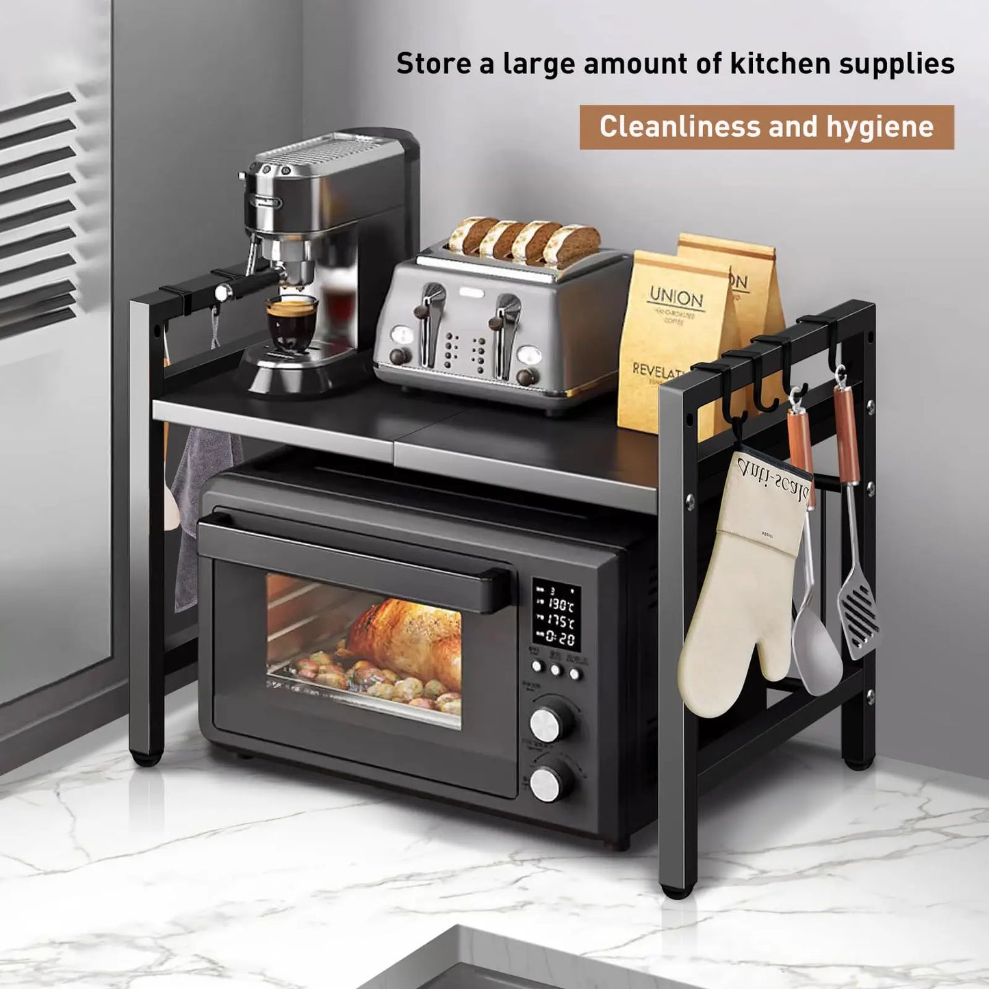 Expandable Microwave Shelf Organizer - Rust-Proof