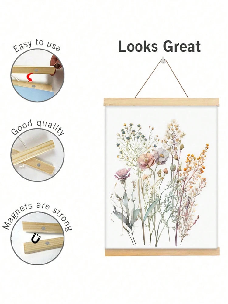 1PC Magnetic Wooden Picture Hanger Frame Photos Wall Art, Canvas, Prints, Paintings