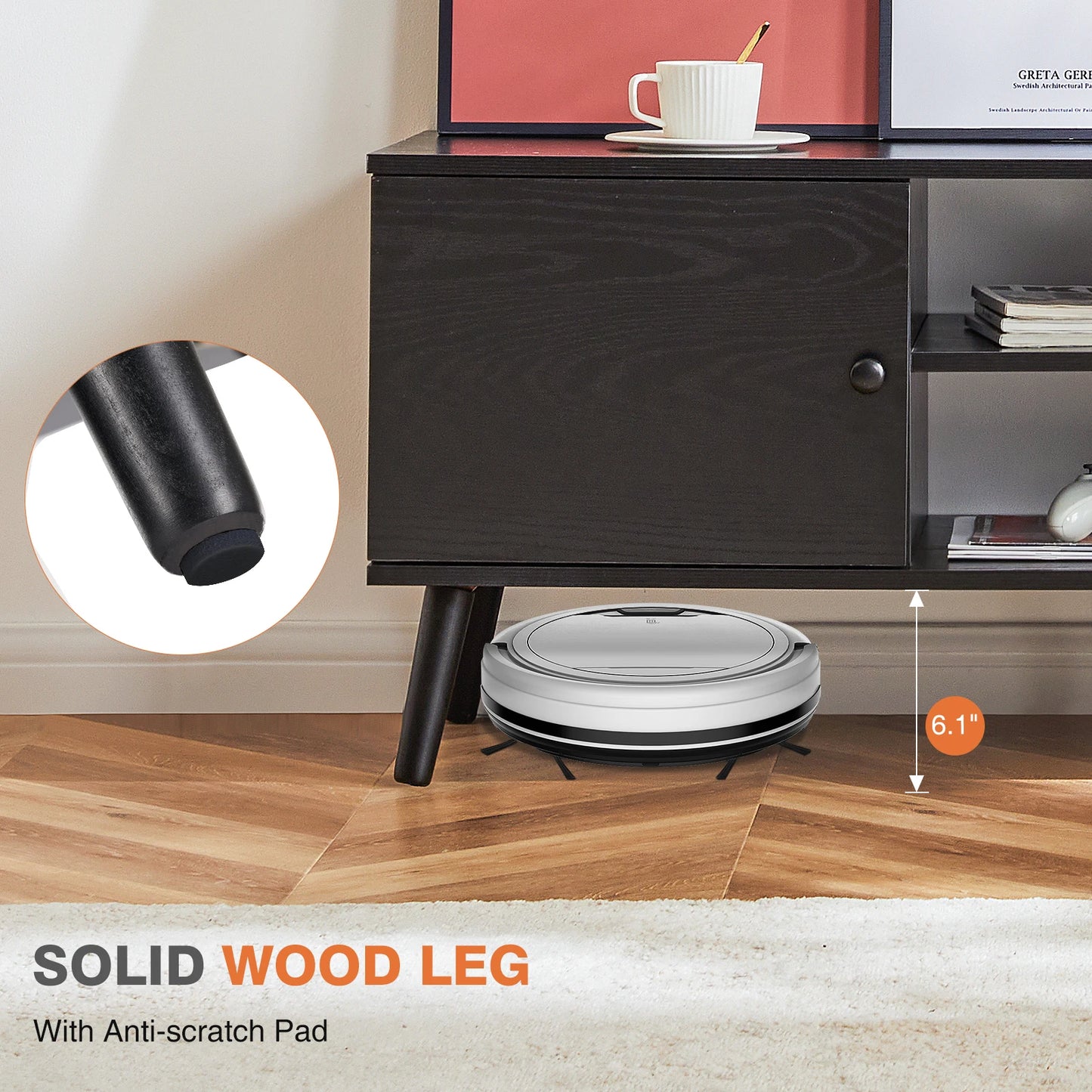 Wooden Media stand with Storage