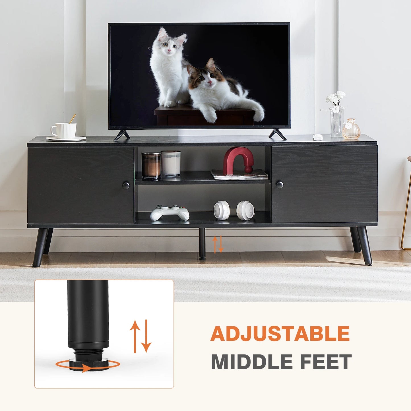 Wooden Media stand with Storage