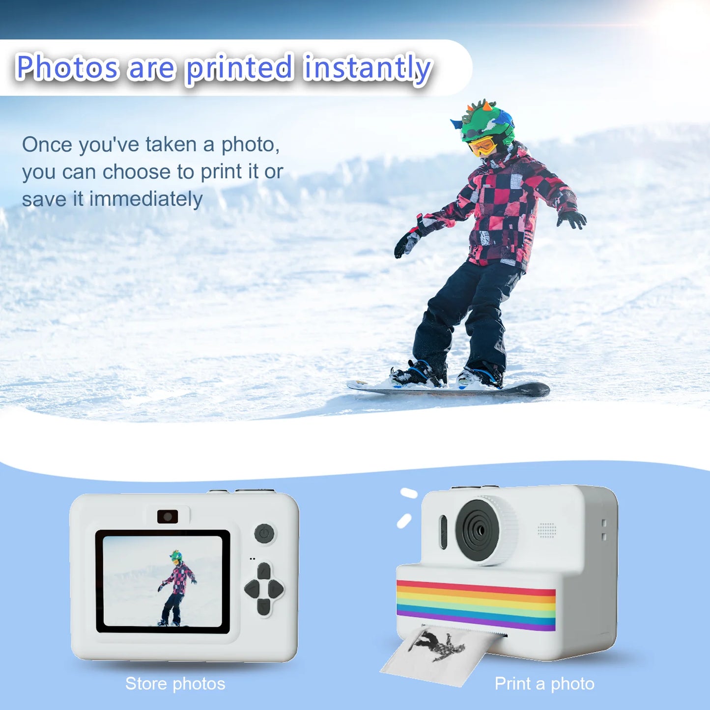 Kids Digital Camera with Instant Printer - 2.8" HD Screen Portable Photo Camera for Children