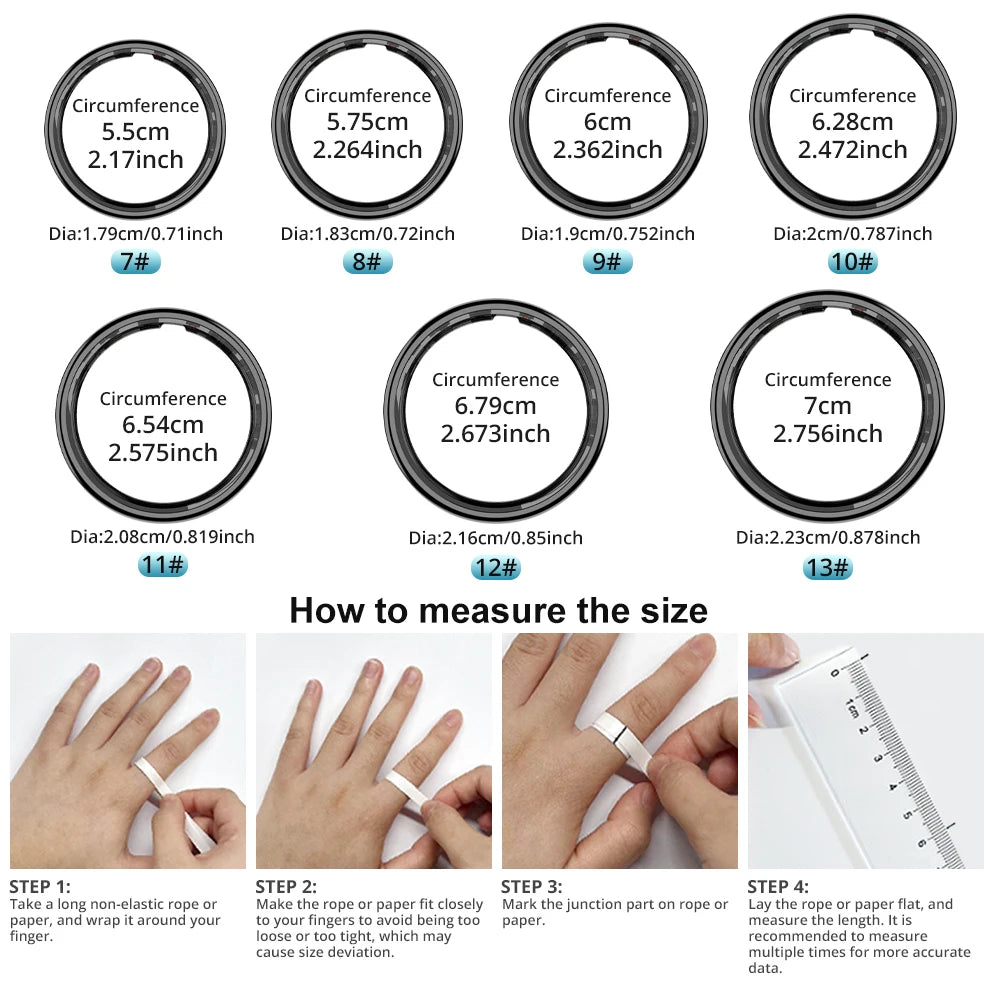Smart Ring with Display Screen - Health Tracking Ring with Wireless Charging & Touch Control