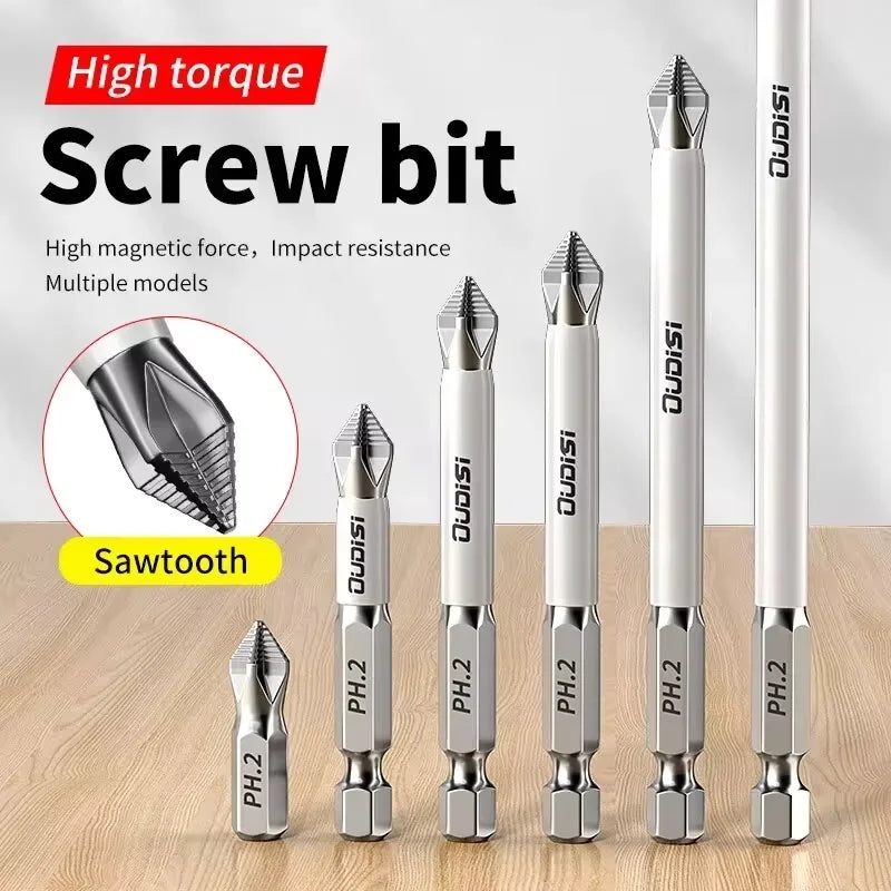 6-Piece Magnetic Screwdriver Bit Set - Non-Slip Cross Head Phillips Bits for Electric Drills