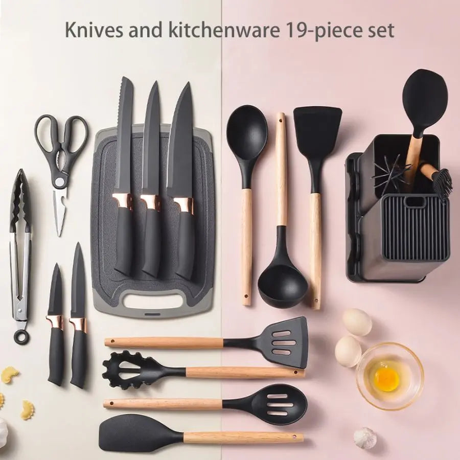 19-Piece Food Grade Silicone Kitchen Utensil Set
