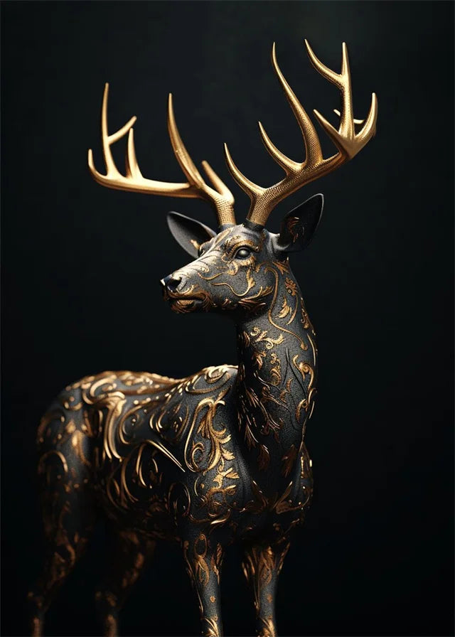 Black Gold animal Canvas Wall Art