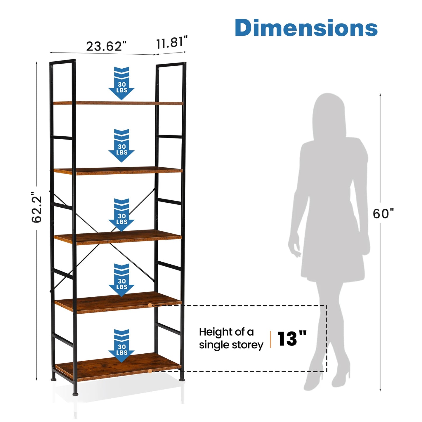 5-Tier Modern shelf - Multi-Room Storage Organizer