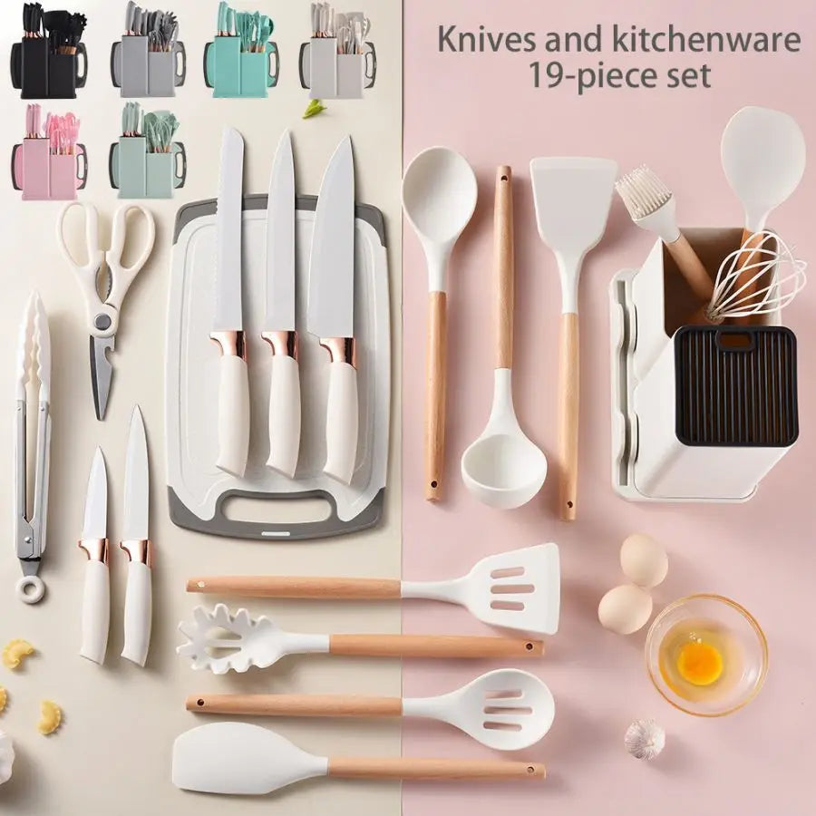 19-Piece Food Grade Silicone Kitchen Utensil Set