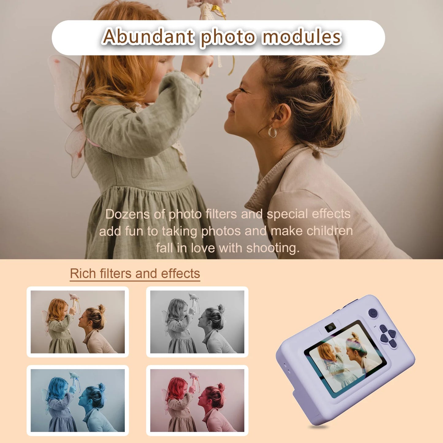 Kids Digital Camera with Instant Printer - 2.8" HD Screen Portable Photo Camera for Children