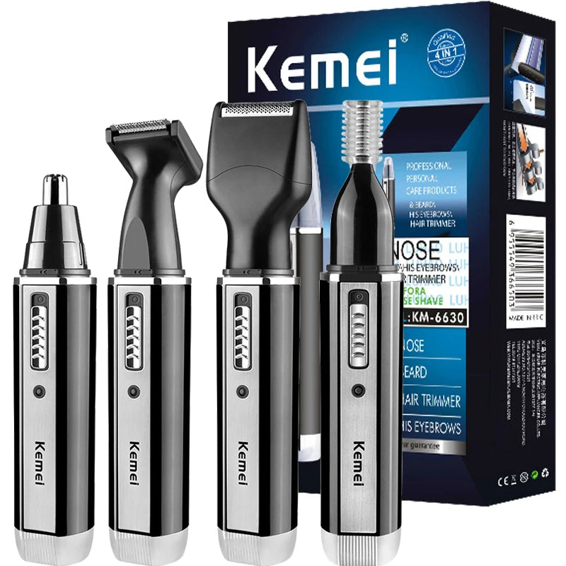 4-in-1 Rechargeable Men's Grooming Trimmer Nose, Ear, Eyebrow & Beard Hair Removal