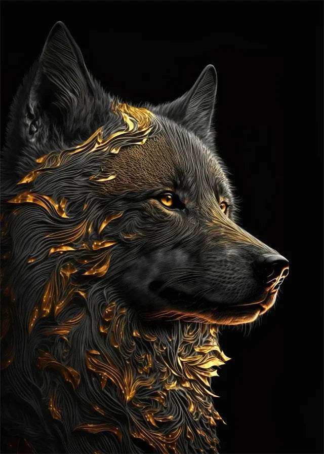 Black Gold animal Canvas Wall Art