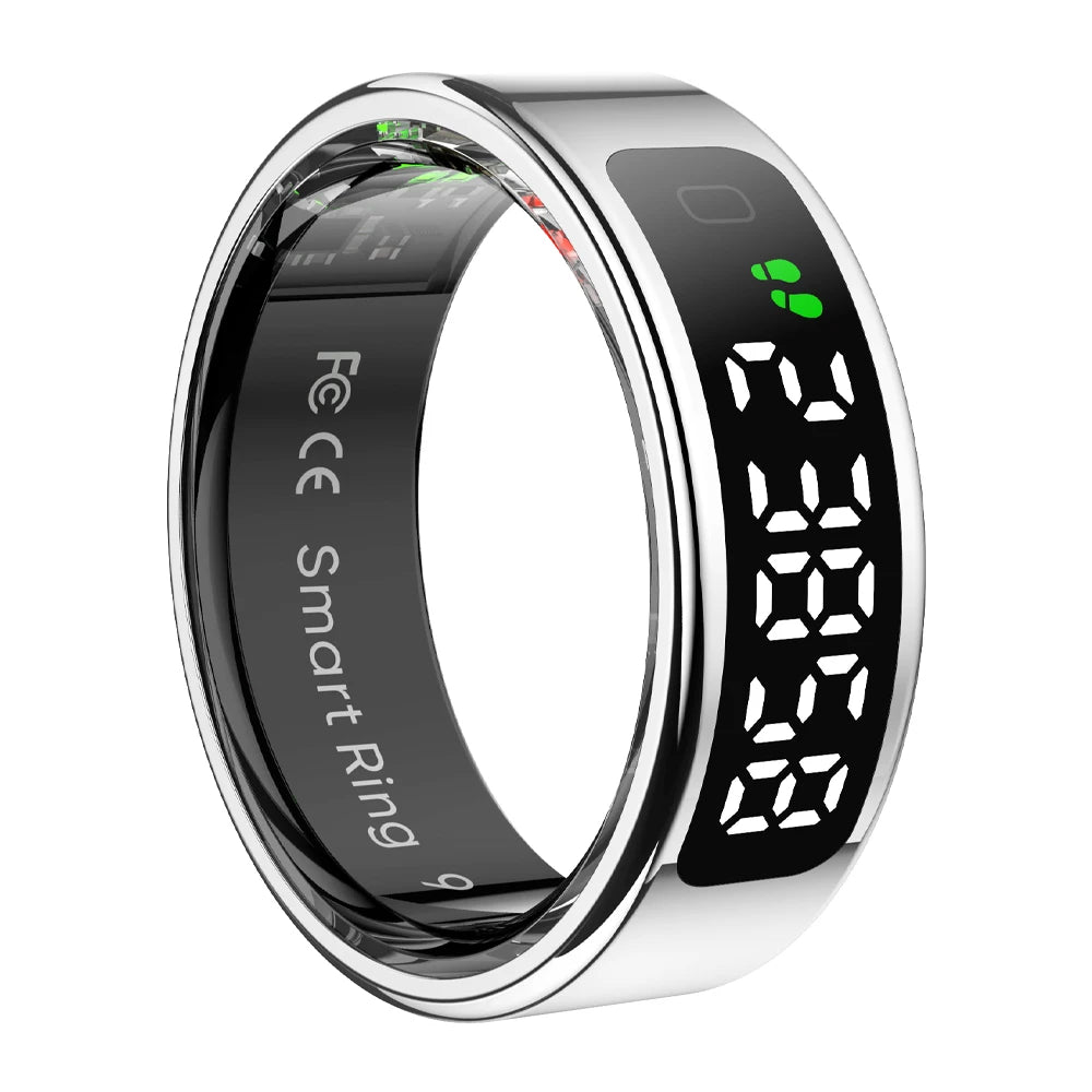 Smart Ring with Display Screen - Health Tracking Ring with Wireless Charging & Touch Control