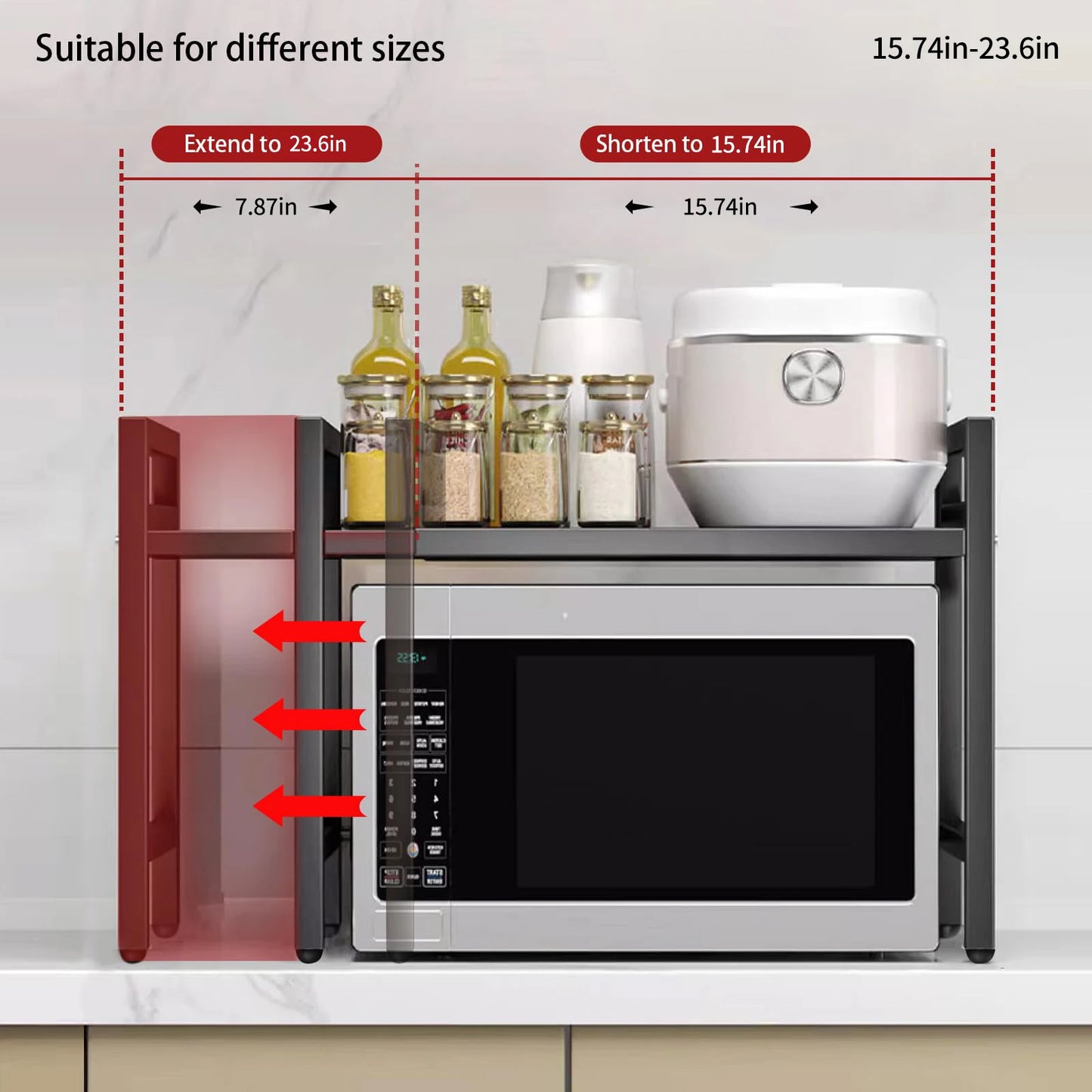Expandable Microwave Shelf Organizer - Rust-Proof