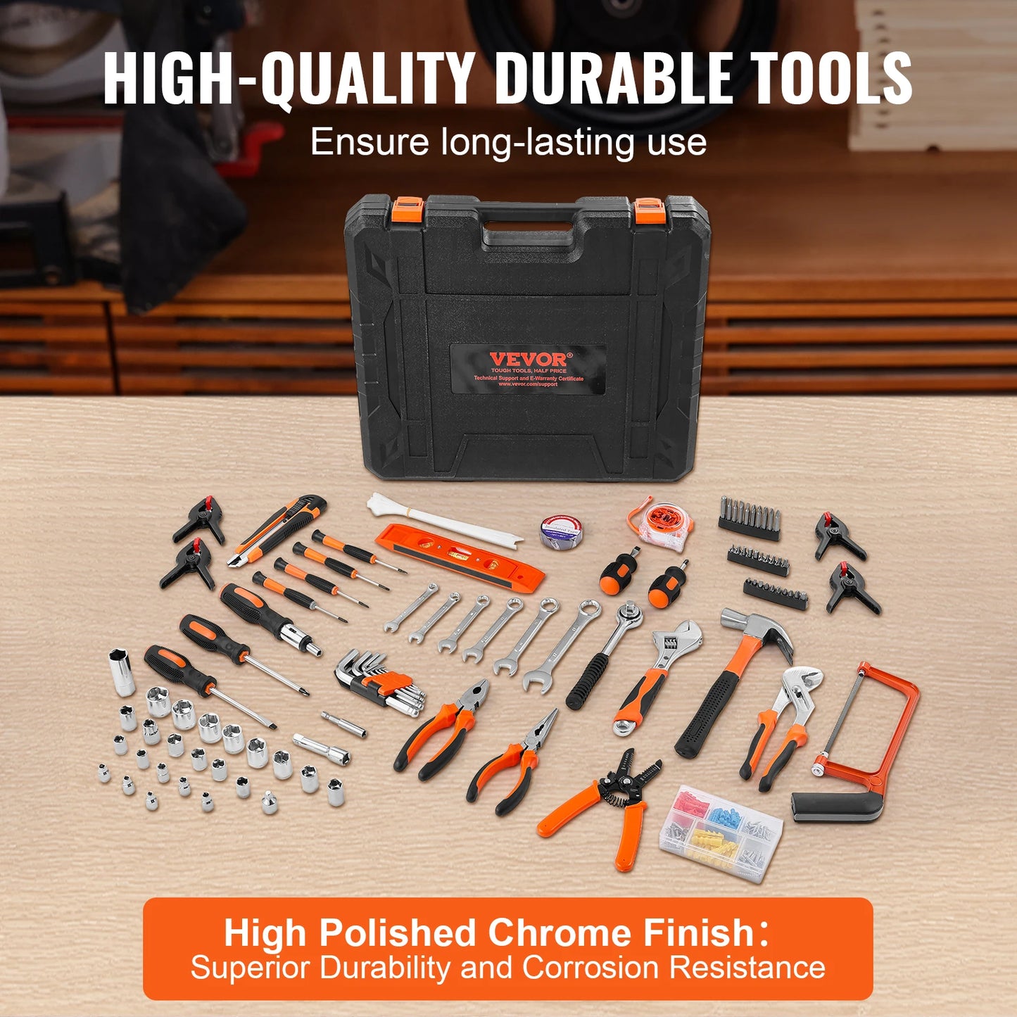 Tool Kit with Portable Tool Storage Case Home Maintenance DIY Projects and Automotive Repair