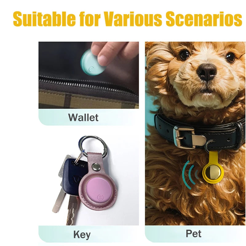 Product suitable for various scenarios including a wallet, key, and pet with a collar.