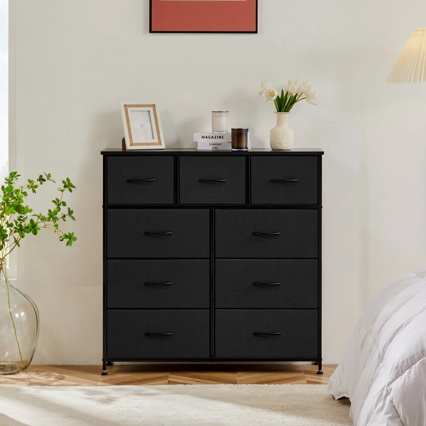 Dresser With 9 Fabric Storage Drawers