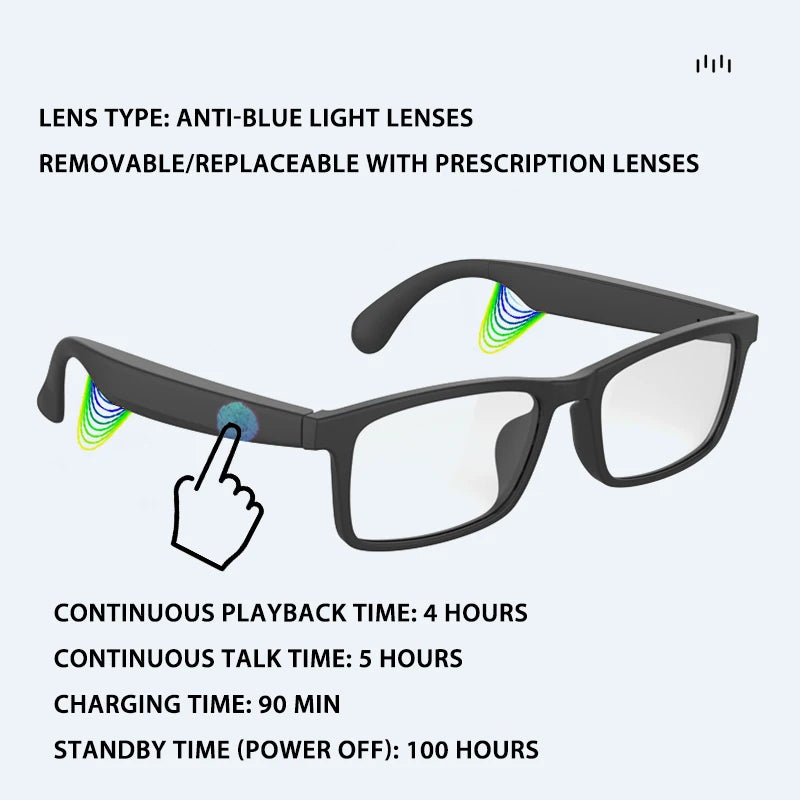 Bluetooth Smart Glasses with Built-in Speakers & Hands-Free Calling